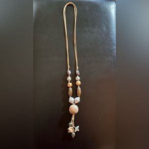 Fancy Beaded Leather-like Necklace